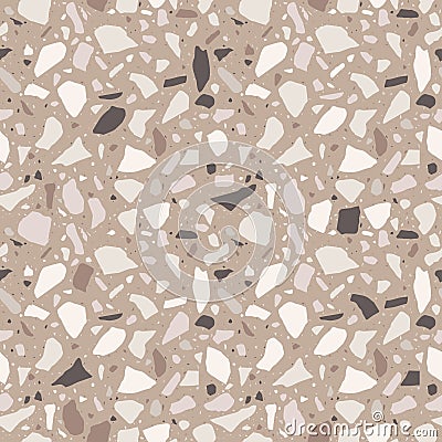 Terrazzo seamless pattern. Tile with pebbles and stone. Abstract texture background for wrapping paper, wallpaper, terrazzo floori Vector Illustration