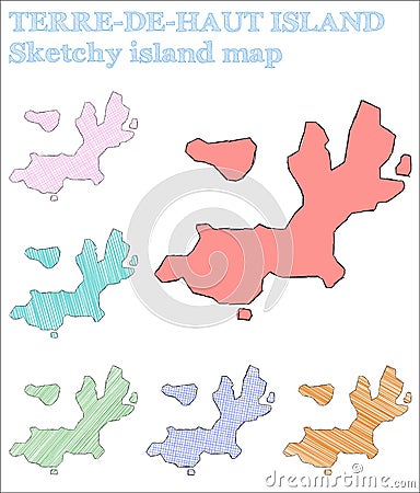 Terre-de-Haut Island sketchy island. Vector Illustration