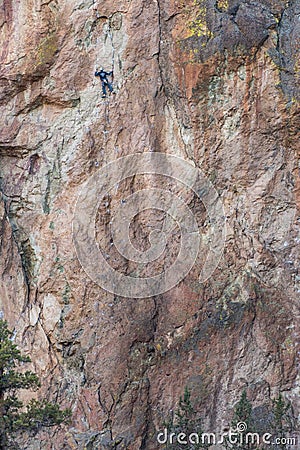 Climbers on one of the rock walls of Smith Rock State Park Editorial Stock Photo