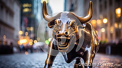 Terrible bronze bull on the city street Stock Photo