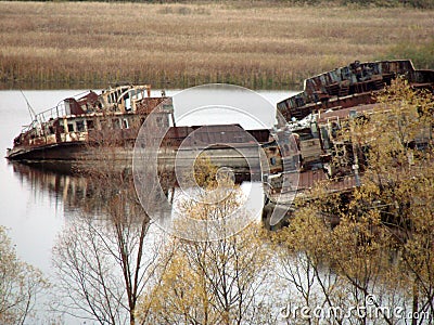 Terrible consequences of the explosion at the Chernobyl nuclear power plant Stock Photo