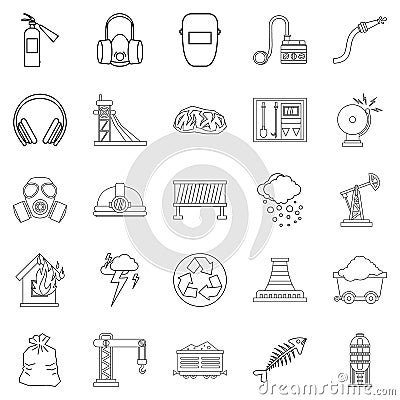 Terrible event icons set, outline style Vector Illustration