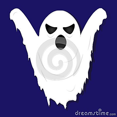 Terrible gloomy ghost on striped background Vector Illustration