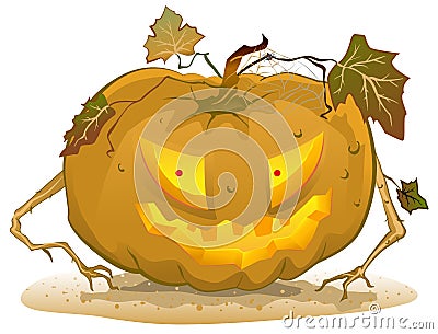 Terrible pumpkin lantern for Halloween. Holiday halloween accessories Vector Illustration