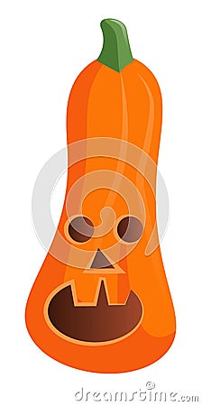 Isolated screaming Jack-O-Lantern pumpkin on white Vector Illustration