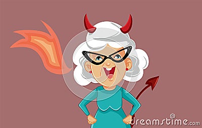 Evil Mother In Law Spitting Fire Vector Cartoon Illustration Vector Illustration