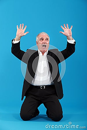 Terrified businessman Stock Photo