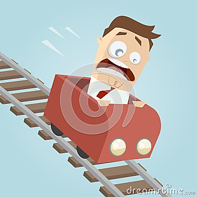 Terrified businessman in a roller coaster Vector Illustration