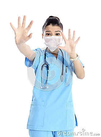 Terrified doctor Stock Photo