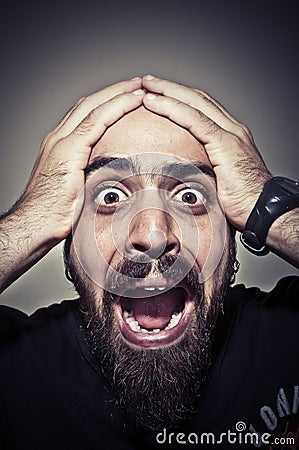 Terrified man Stock Photo