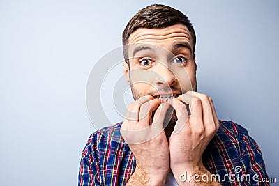 Terrified with something. Stock Photo