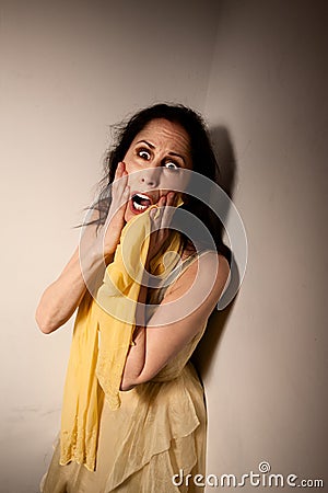 Terrified Woman Stock Photo
