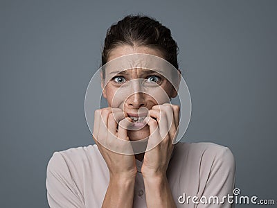 Terrified woman portrait Stock Photo