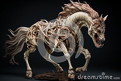 Terrifying Horse demon skeleton. Generate Ai Stock Photo