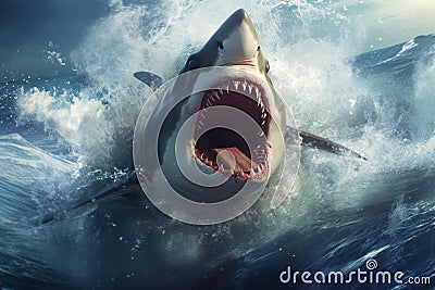 Terrifying Shark sea attack. Generate Ai Stock Photo