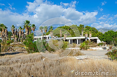 Territory of abandoned five-star hotel (formerly Holiday Area Eco Dream Club Sea Resort) in Camyuva, Editorial Stock Photo