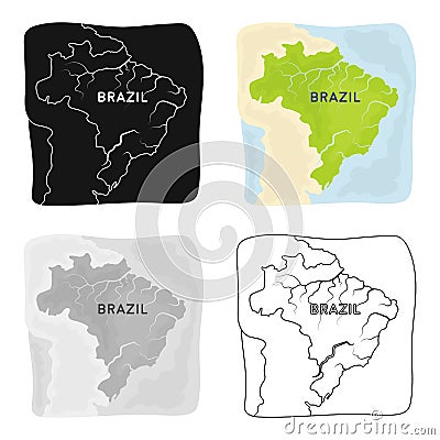 Territory of Brazil icon in cartoon style isolated on white background. Brazil country symbol stock vector illustration. Vector Illustration