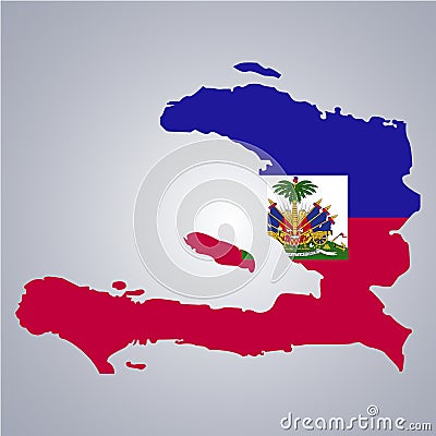 Territory and flag of Haiti. Gray background. Vector illustration. Vector Illustration