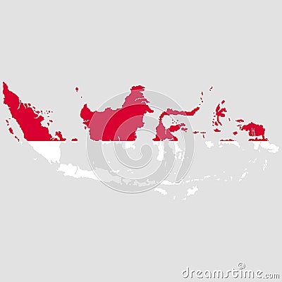 Territory and flag of Indonesia. Gray background. Vector illustration. Vector Illustration