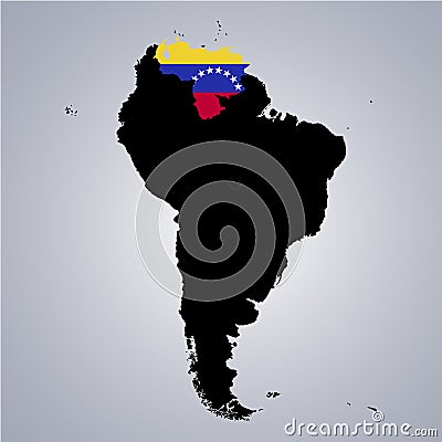 Territory of Venezuela on South America map on the grey background Vector Illustration