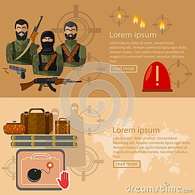 Terrorism banners Vector Illustration