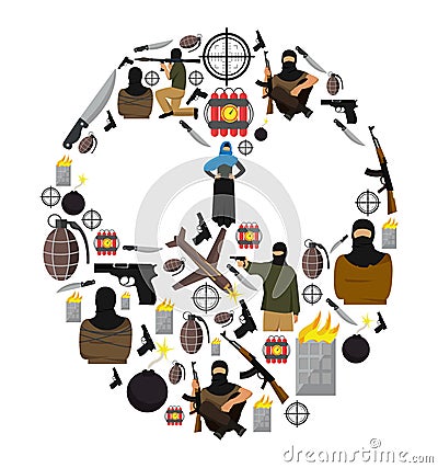 Terrorism Flat Composition Vector Illustration