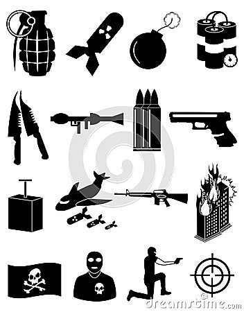 Terrorism icons set Vector Illustration