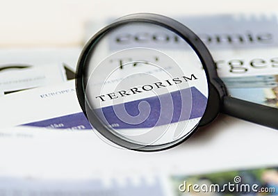 Terrorism daily newspaper headline Stock Photo