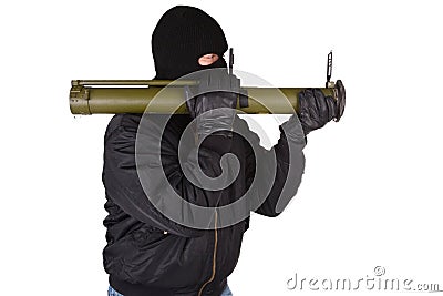 Terrorist with bazooka grenade launcher Stock Photo