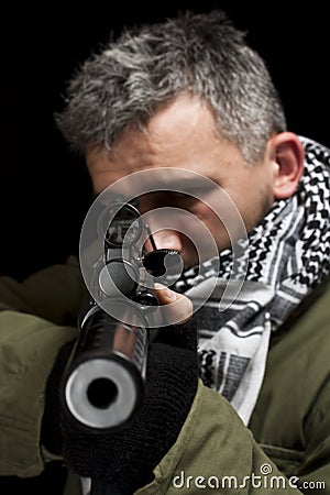 Terrorist whit gun Stock Photo