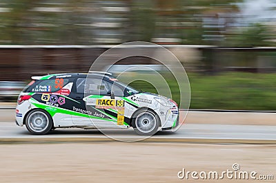 Terry Folb and his co-driver Franck Le Foch in Citroen DS3 in Salou , Spain Editorial Stock Photo