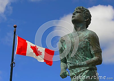 Terry Fox Memorial and Canadian flag | Thunder Bay Stock Photo