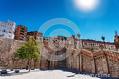 Teruel, Spain - April 27, 2019: View of the city of Teruel from the Oval Stairway Editorial Stock Photo