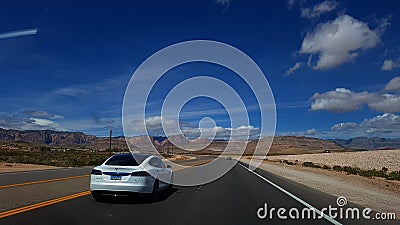 Tesla car in Death Valley Editorial Stock Photo