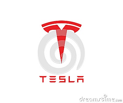 Tesla logo editorial illustrative on white background Editorial Stock Photo