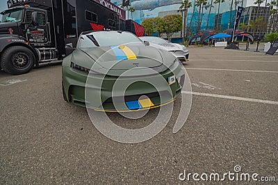 Tesla Model 3 TSK during Electrify Expo, Long Beach Convention Center Editorial Stock Photo