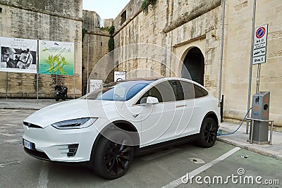 Tesla model x recharge battery Editorial Stock Photo