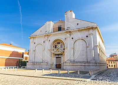 Tesoro della Cattedrale Tempio Malatestiano cathedral catholic church in old historical touristic city centre Rimini Stock Photo