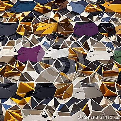 A tessellation of cats in various sizes and colors, playing in different directions4, Generative AI Stock Photo