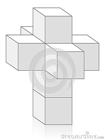 Tesseract Net Corpus Hypercubus 4D Cubes Vector Illustration