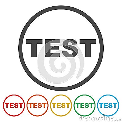 Test button, Test icon set Vector Illustration