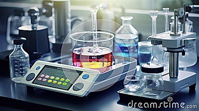 test chemistry equipment Cartoon Illustration