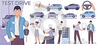 Test Drive Icon Set Vector Illustration
