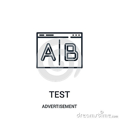 test icon vector from advertisement collection. Thin line test outline icon vector illustration Vector Illustration