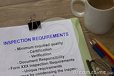 Test and Inspection requirement Stock Photo