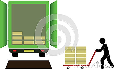 Test0Loading material form truck color transport goods Warehouse materials loading load shipment Vector Illustration