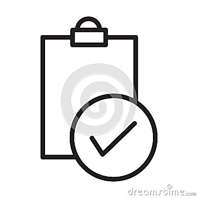 Test outline icon vector document checkbox sign for your web site design, logo, app, UI. illustration, EPS10 Vector Illustration