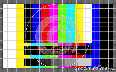 Test pattern screen displaying message `no signal`.Server down, website error, offline, warning sign,vector Vector Illustration