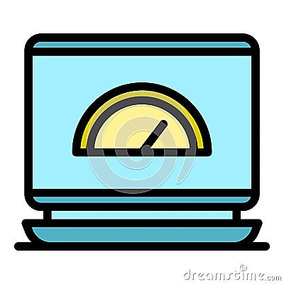 Test speed laptop icon color outline vector Vector Illustration