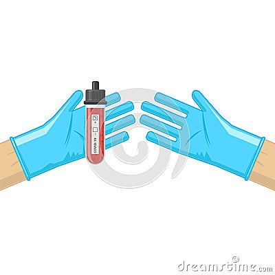 Test Tube with Blood Isolated on White Background. Stop Pandemic Novel Coronavirus. COVID-19 Virus Vector Illustration